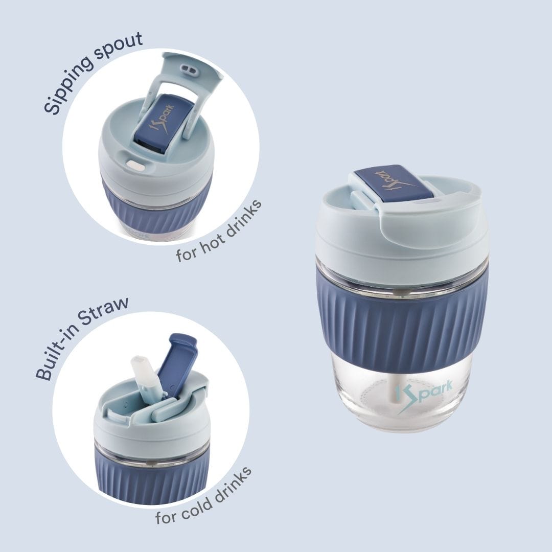 1Spark 3-in-1 Glass Tumbler - Blue