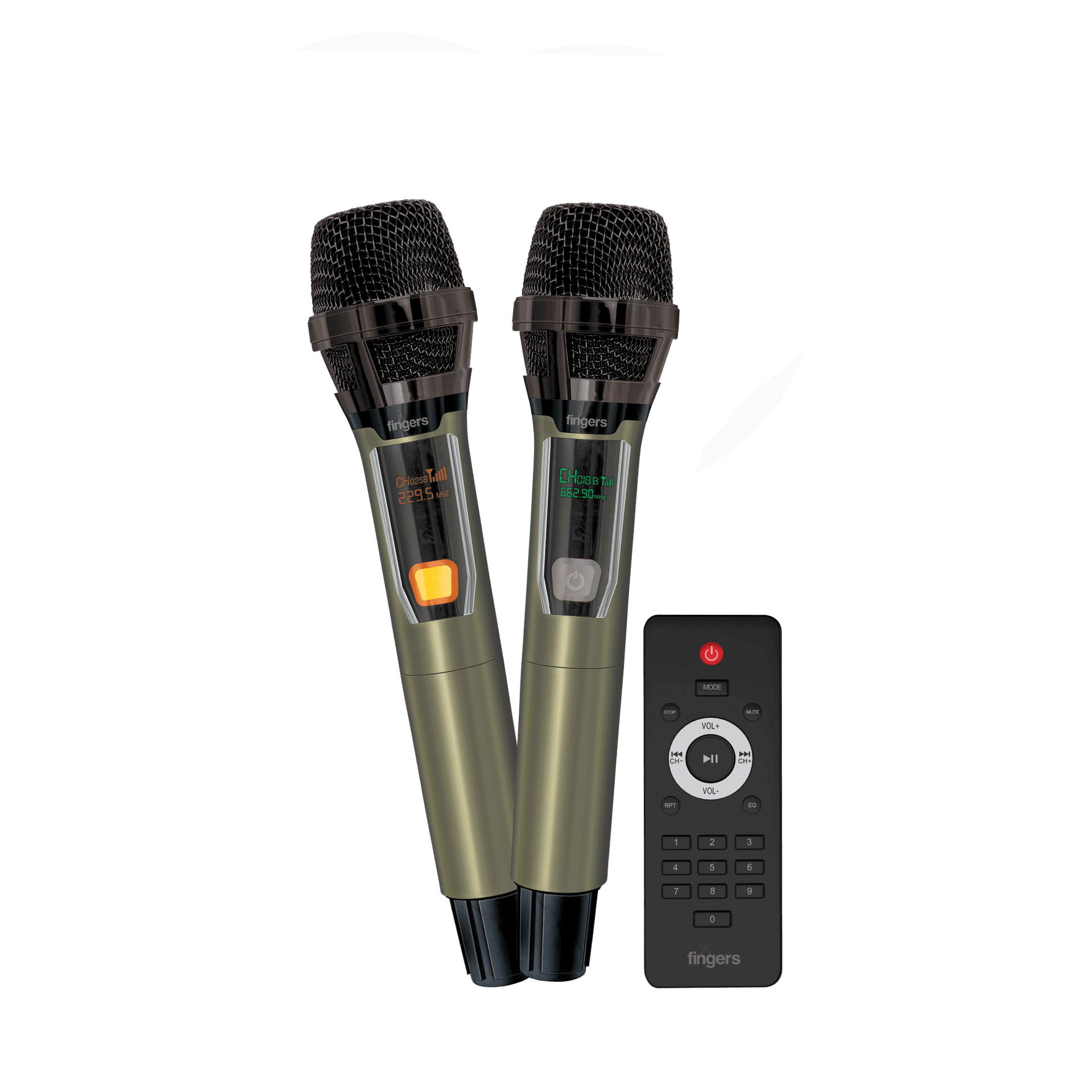 V-band mics of FINGERS 2Mic-ThunderBox travel friendly speakers with remote control