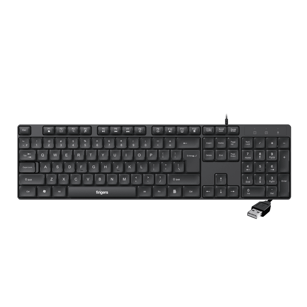 FINGERS WonderClicks K9 wired keyboard features a built-in stand for enhanced typing comfort
