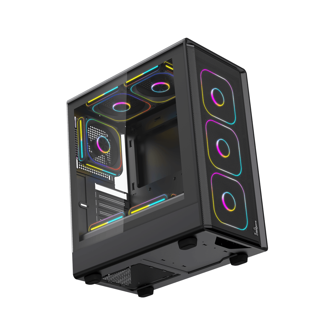 Full look of QuikFINGERS PowerMatrix-G6 Computer case in black colour