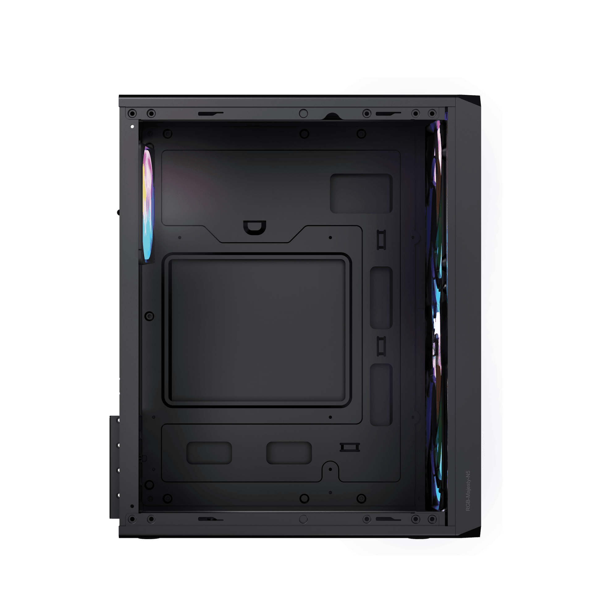 Top-down front view of FINGERS RGB-Majesty-N5 with RGB fans lit up