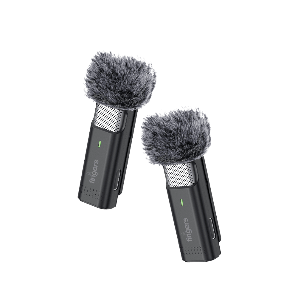 FINGERS PhoneMic-3C-2Mic Lavalier Wireless Mic With Wind Muff