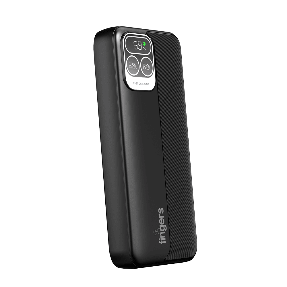 tilted front side view of FINGERS PowerPump-P65 powerbank charger
