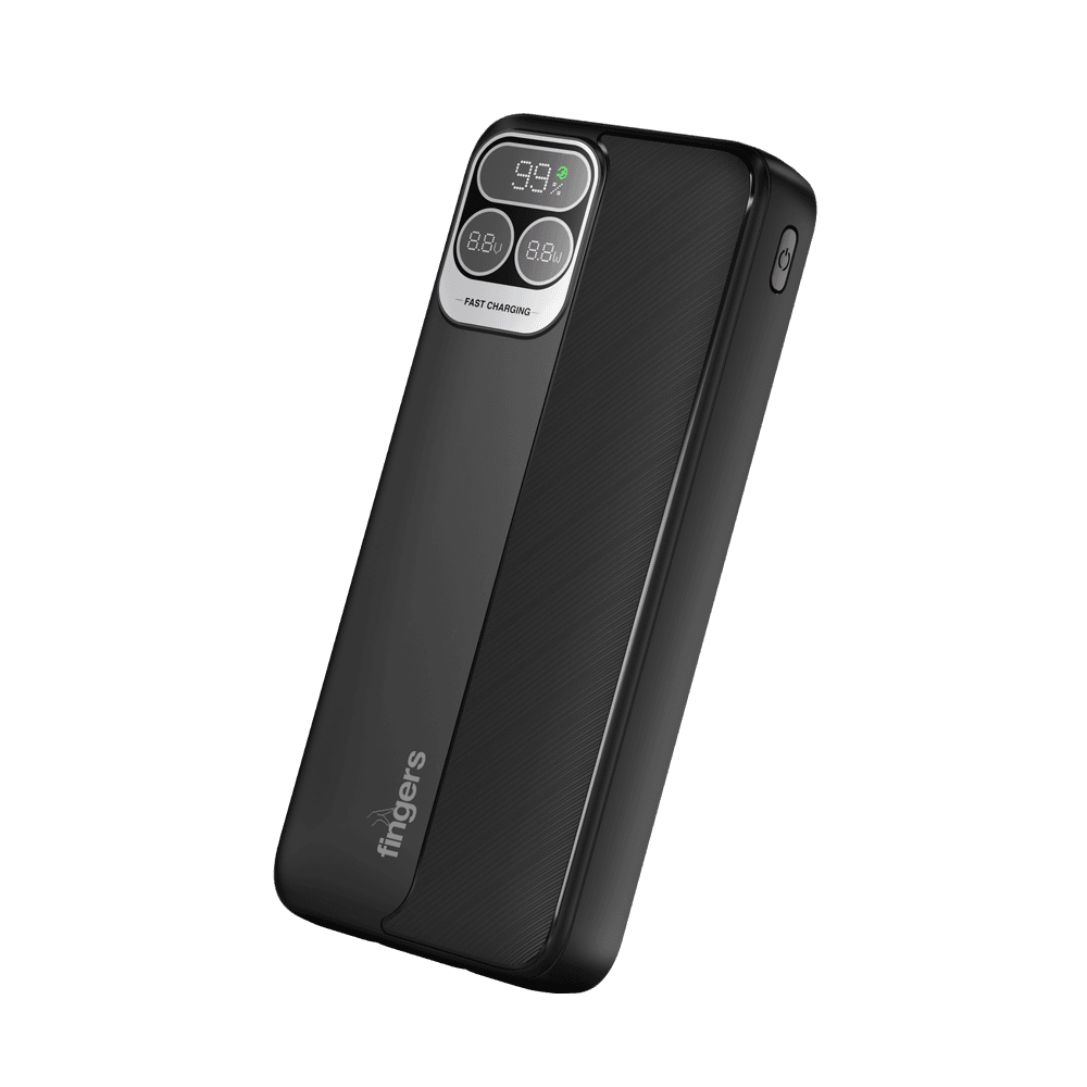 tilted front angle view of FINGERS PowerPump-P65 usb c power bank 65w