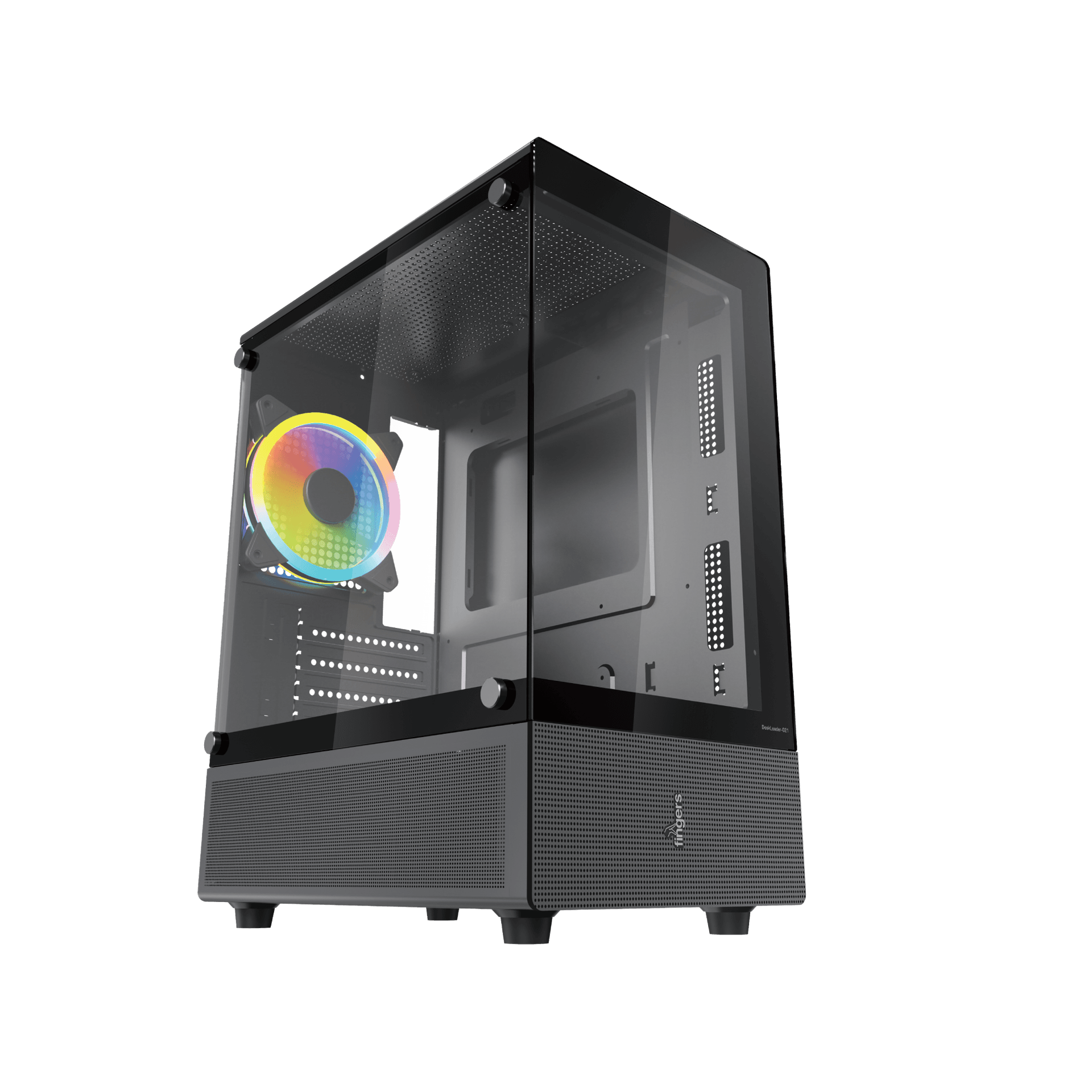 Front tilted view of the FINGERS DeskLeader C21 micro atx pc case
