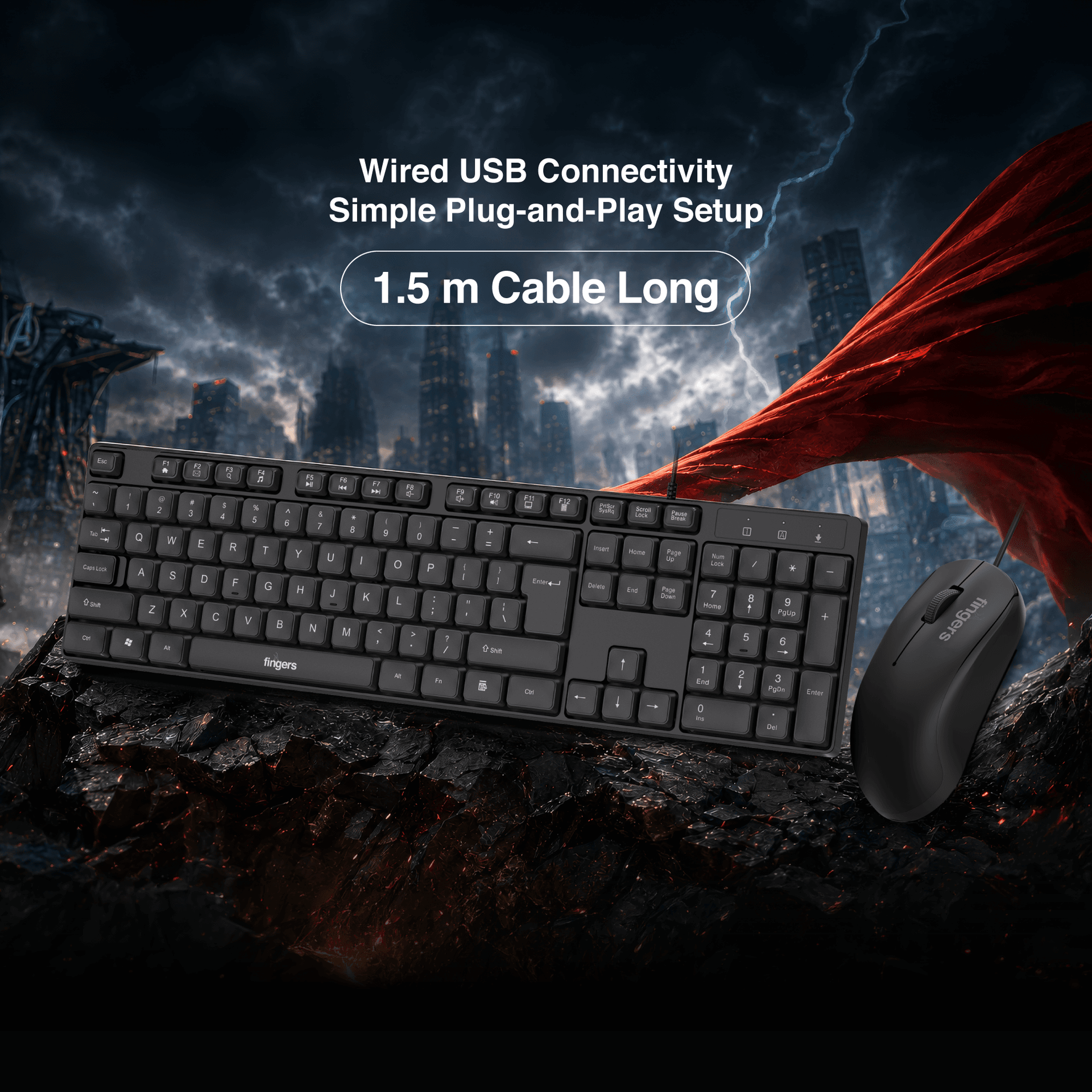 Front view of MarvelCombo2 keyboard mouse for everyday use