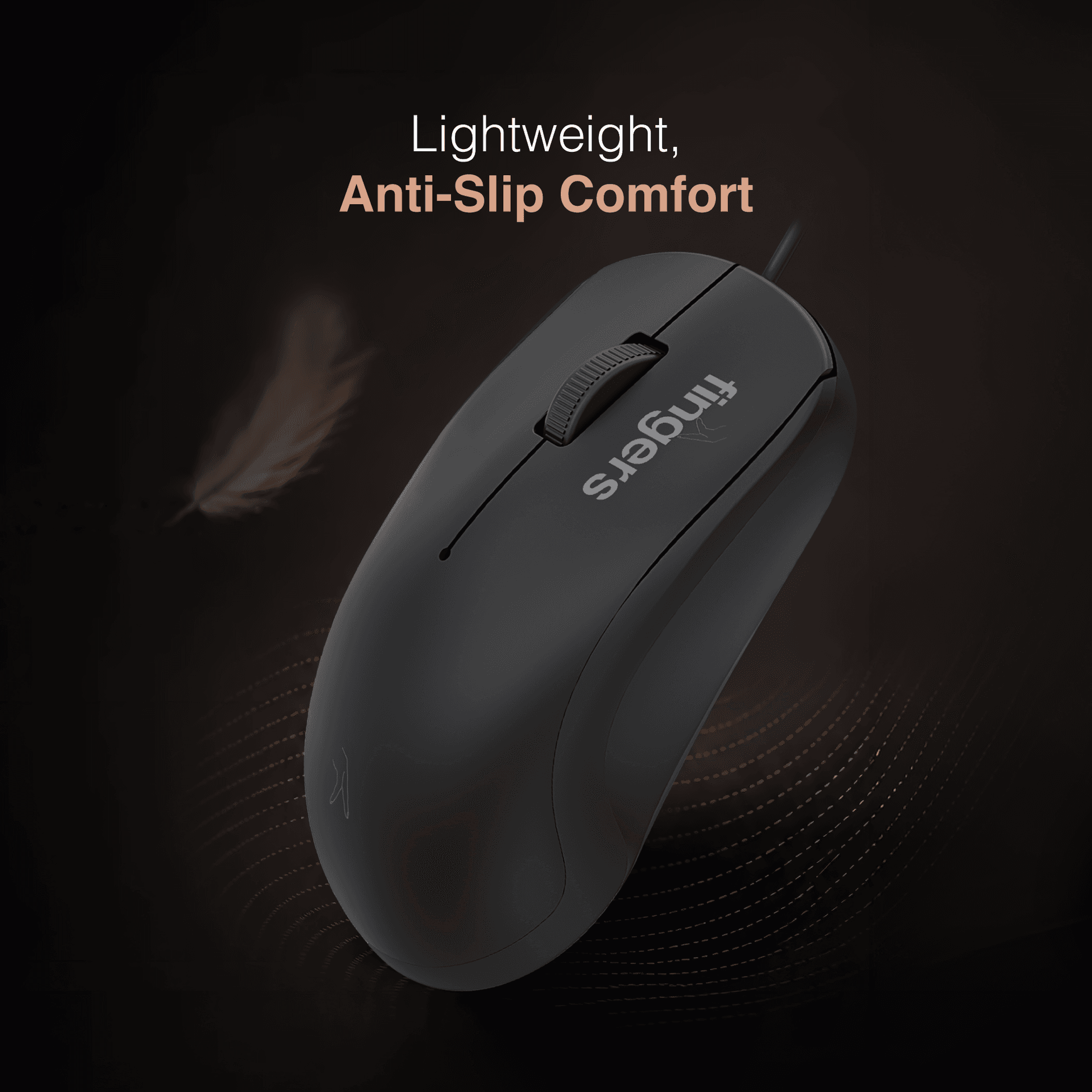 Side view of FINGERS Ultrahit wired mouse for desktop