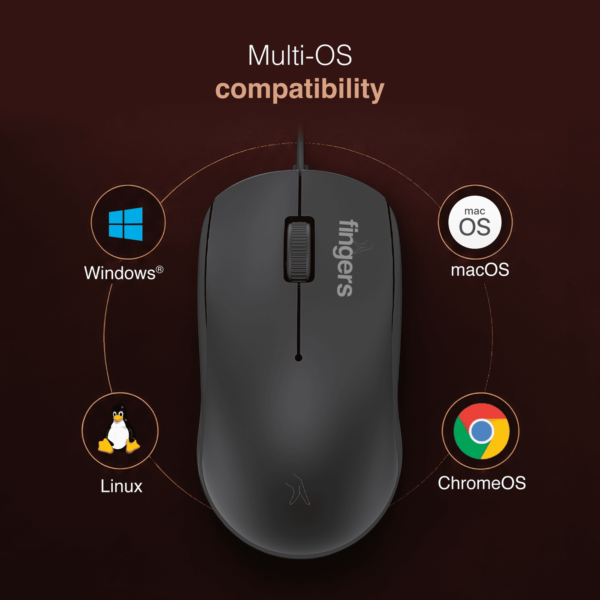 Top view of FINGERS UltraHit wired usb mouse