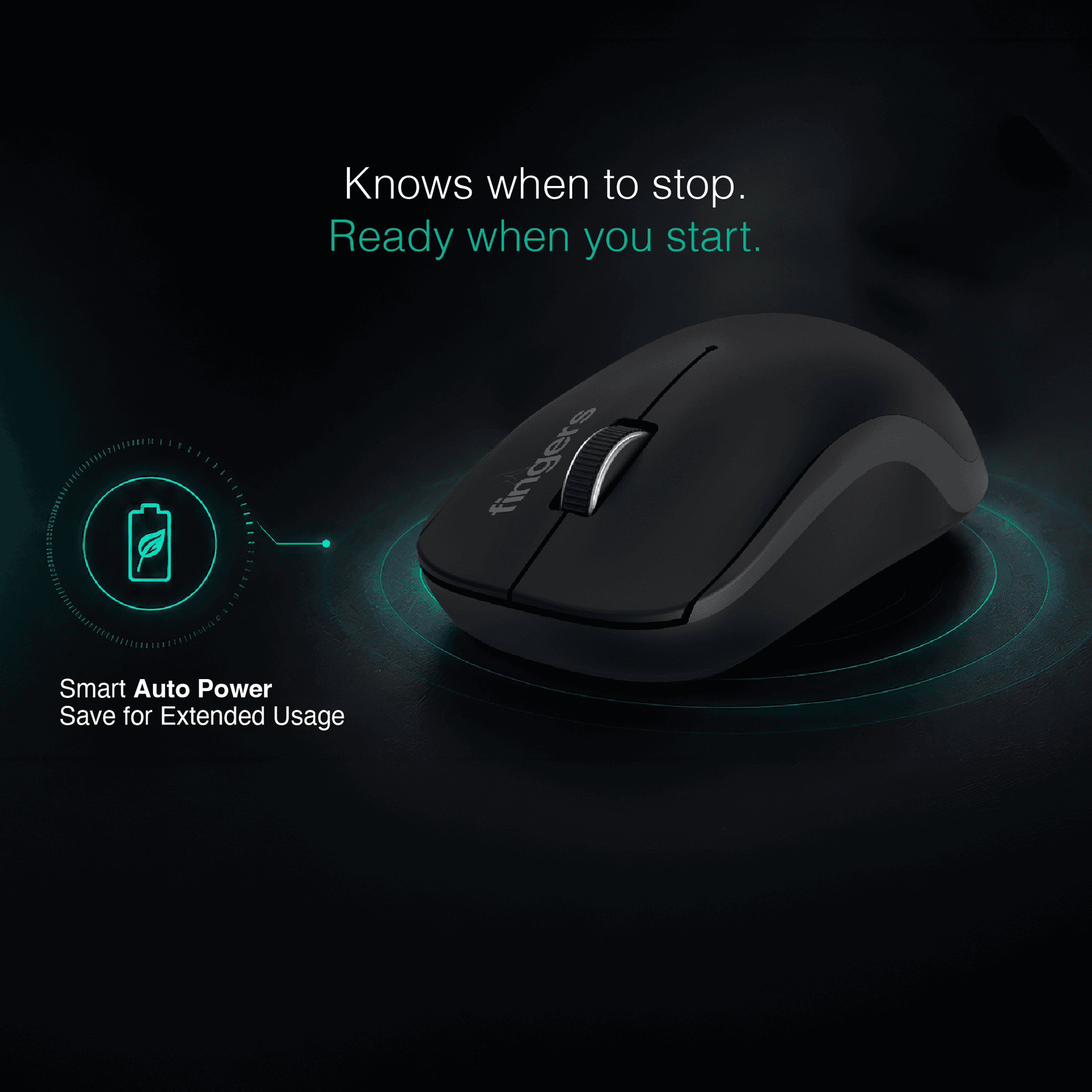 Closeup view of FINGERS ErgoGrip wireless mouse
