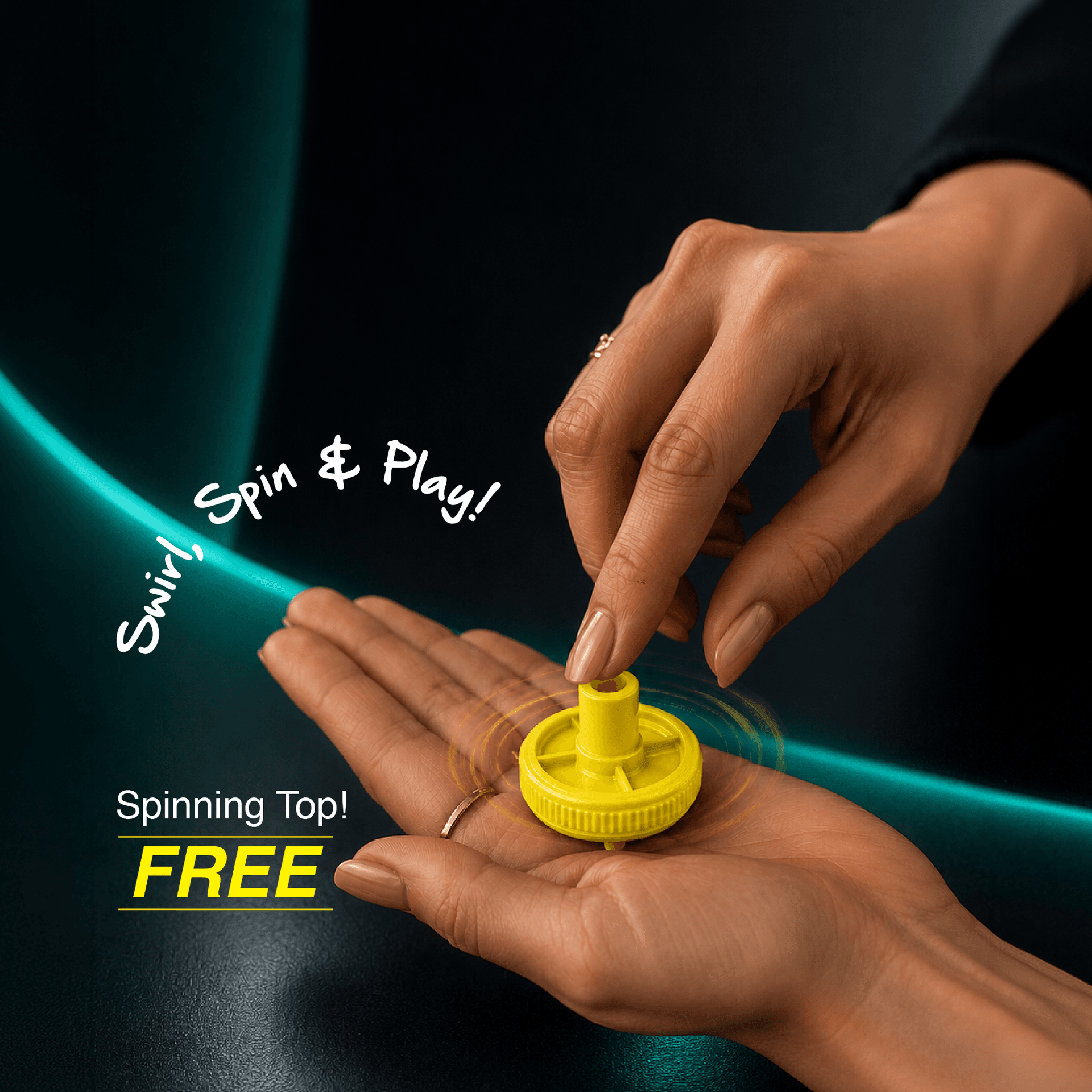 a hand spinning the spinning top on the hand