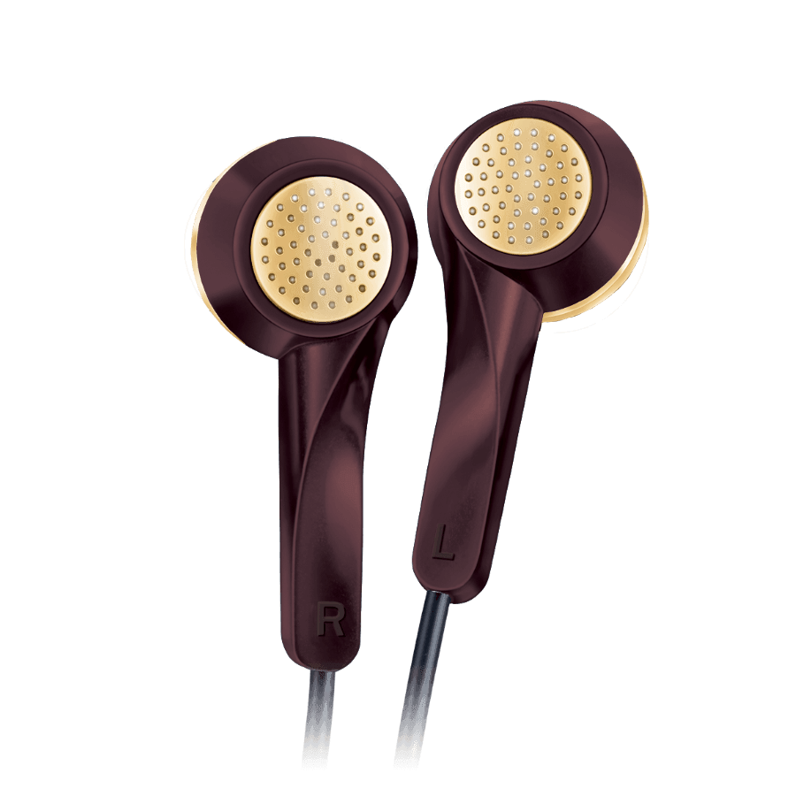 Golden L-Pin Connector of FINGERS SoundGlitzWired Earphones  Burgundy + Gold