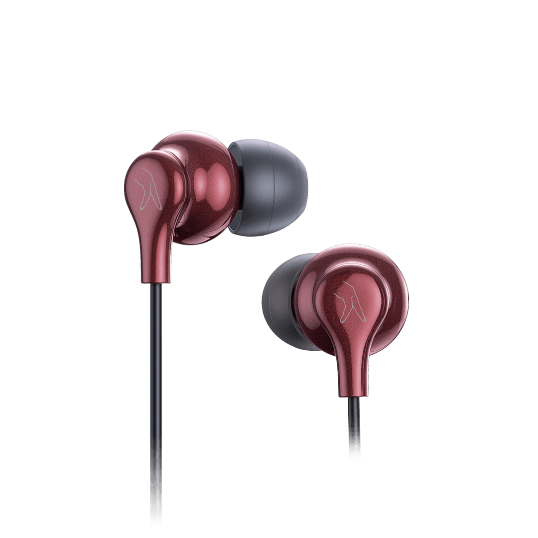 FINGERS SoundBoss Wired Earphones of Burgundy Color