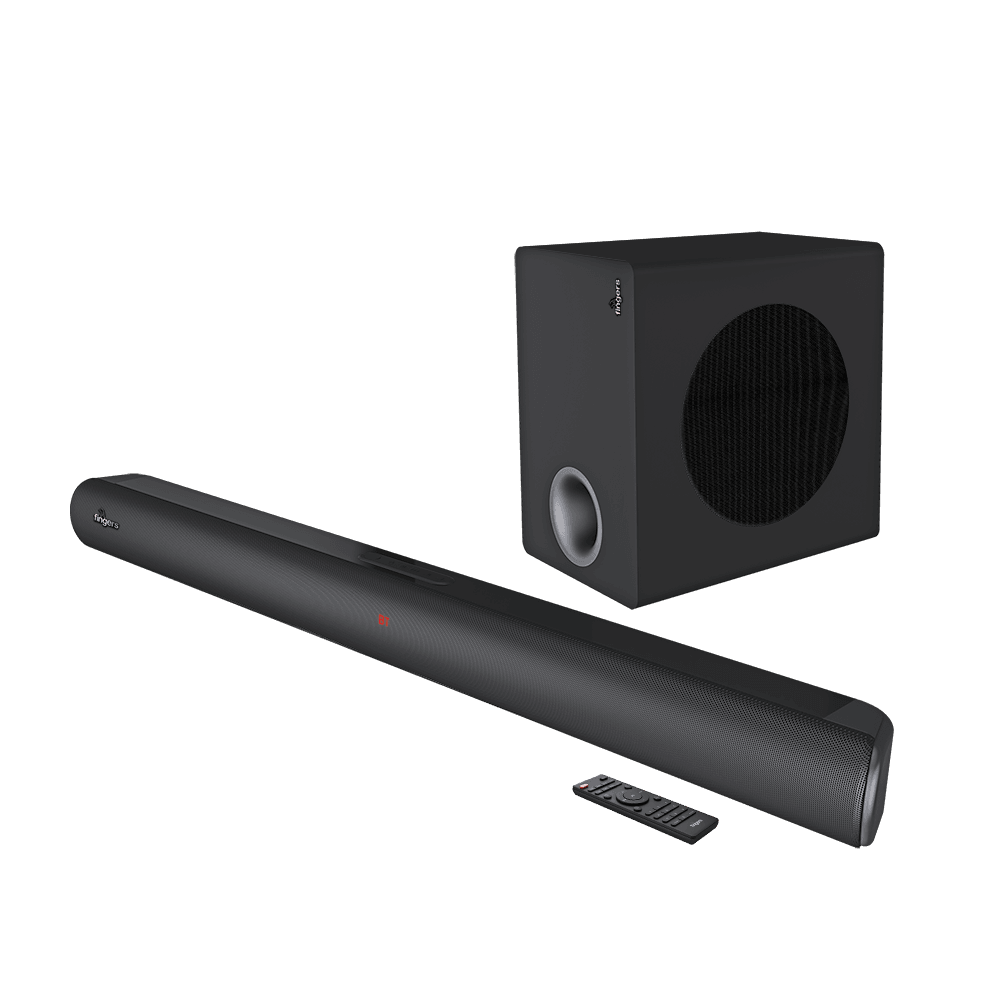 Side angle of FINGERS Octane-200 SoundBar with Subwoofer & Remote control