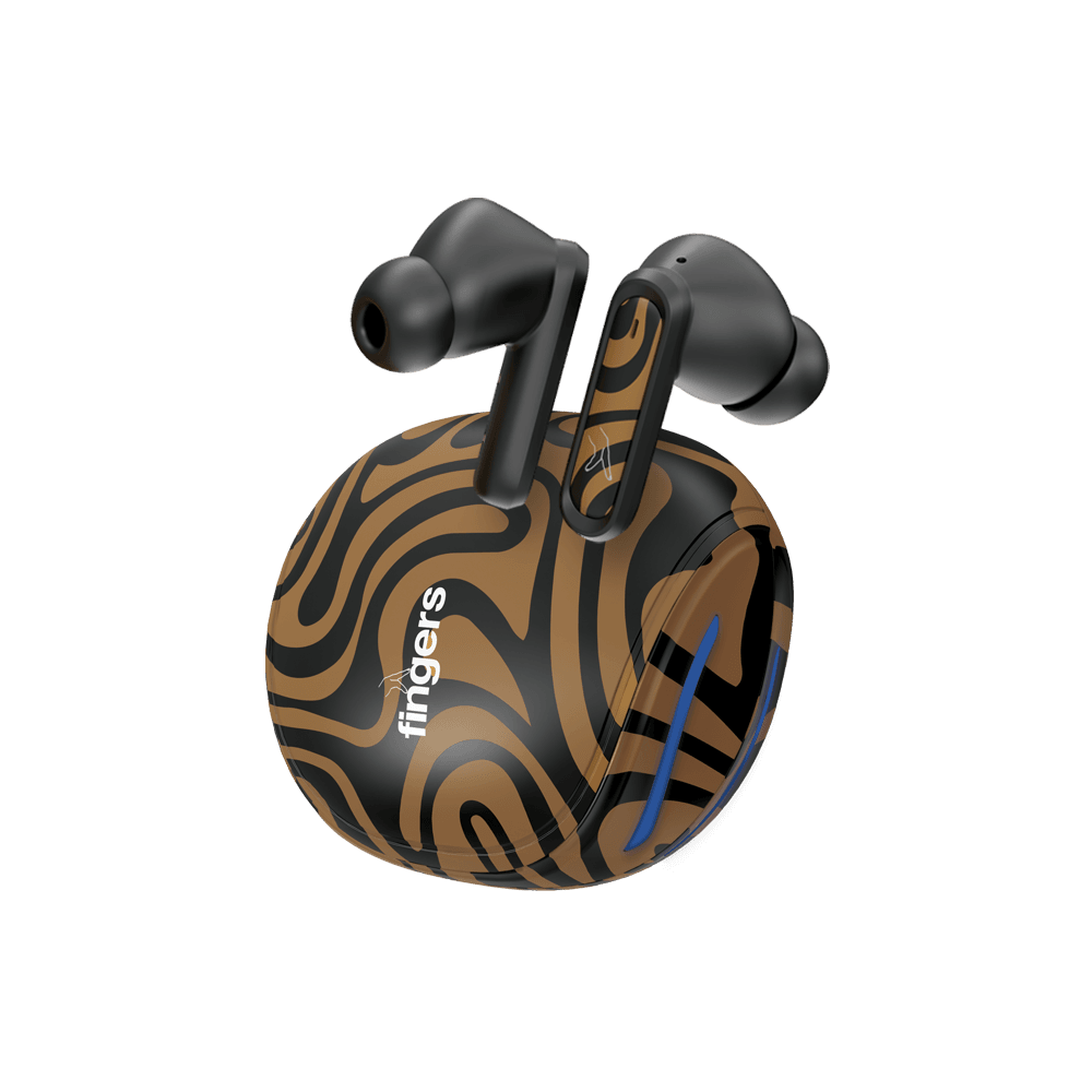 FINGERS GoZing earbuds with printed case and earbuds outside