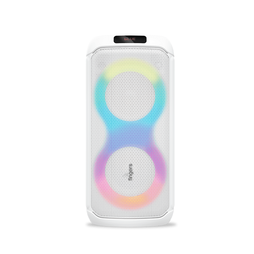 FINGERS SoulSound 64 portable party speaker beside the microphone and remote