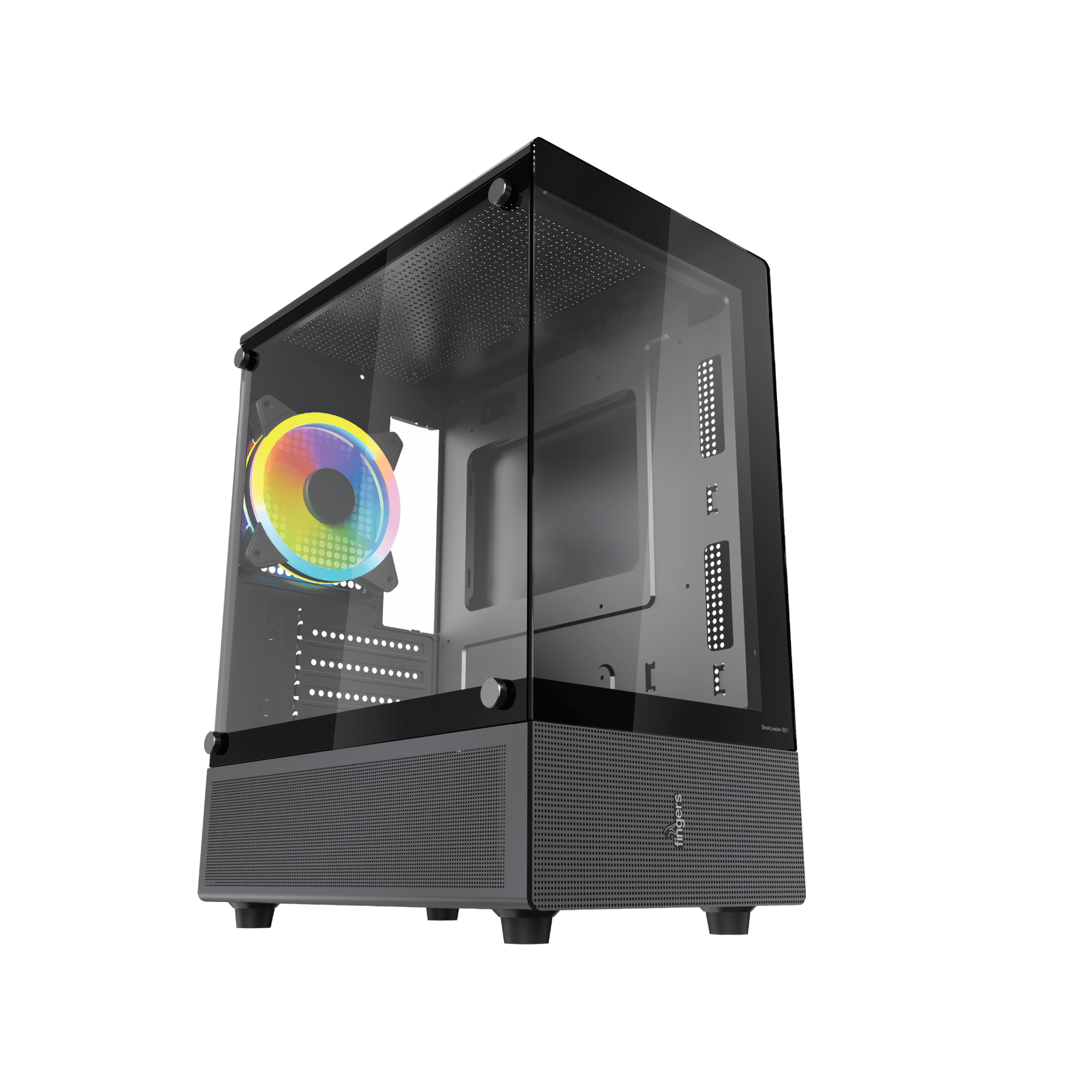 Front tilted view of the FINGERS DeskLeader C21 micro atx pc case