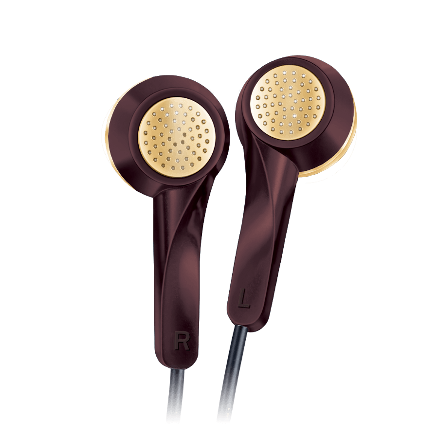 Golden L-Pin Connector of FINGERS SoundGlitzWired Earphones  Burgundy + Gold