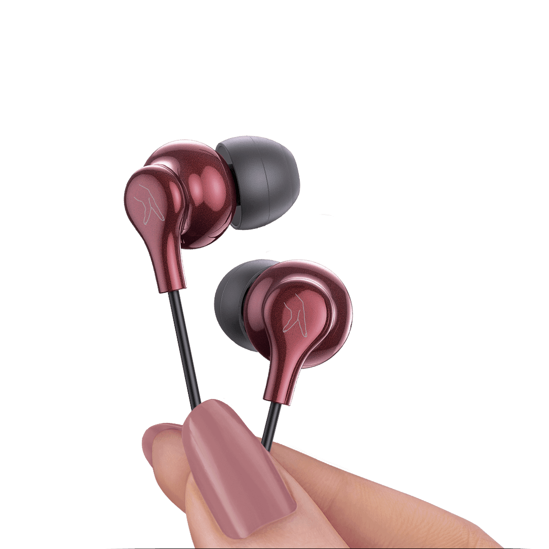 FINGERS SoundBoss Wired Earphones of Burgundy Color