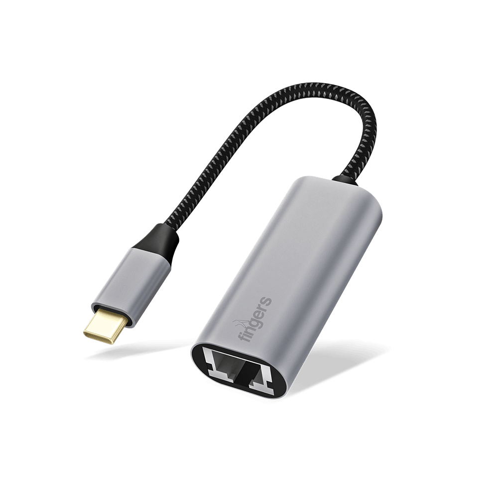 FINGERS GigaSpeed Type-C to Giga LAN Ethernet Adapter Front View