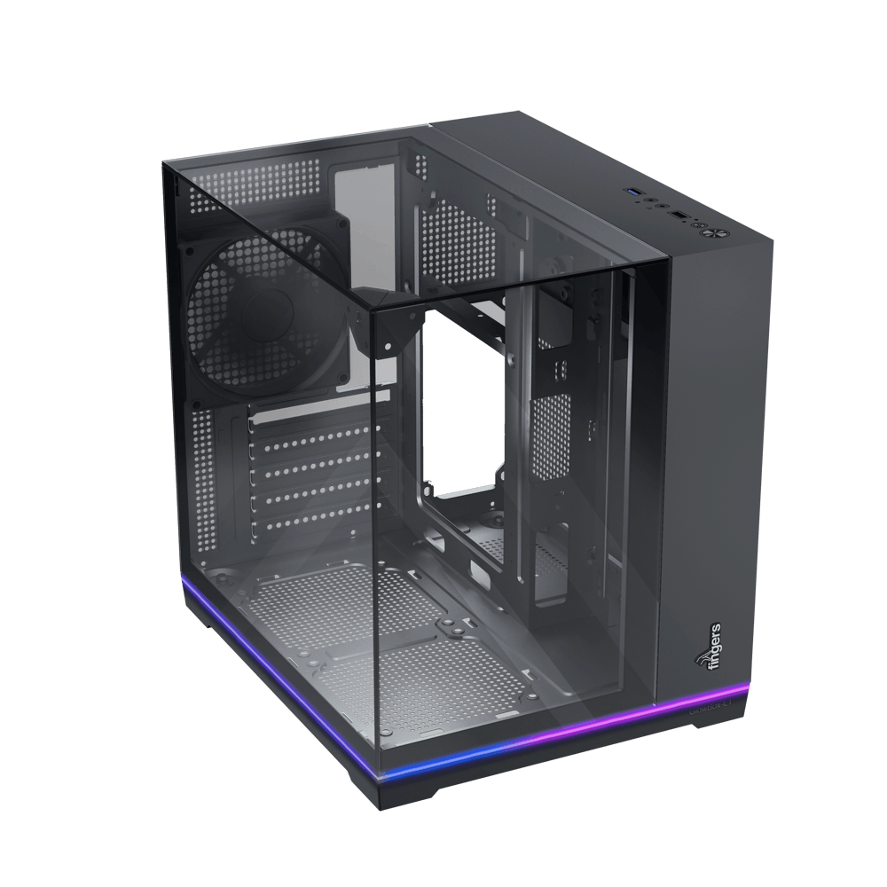 front view of GlowBox L1 pc case
