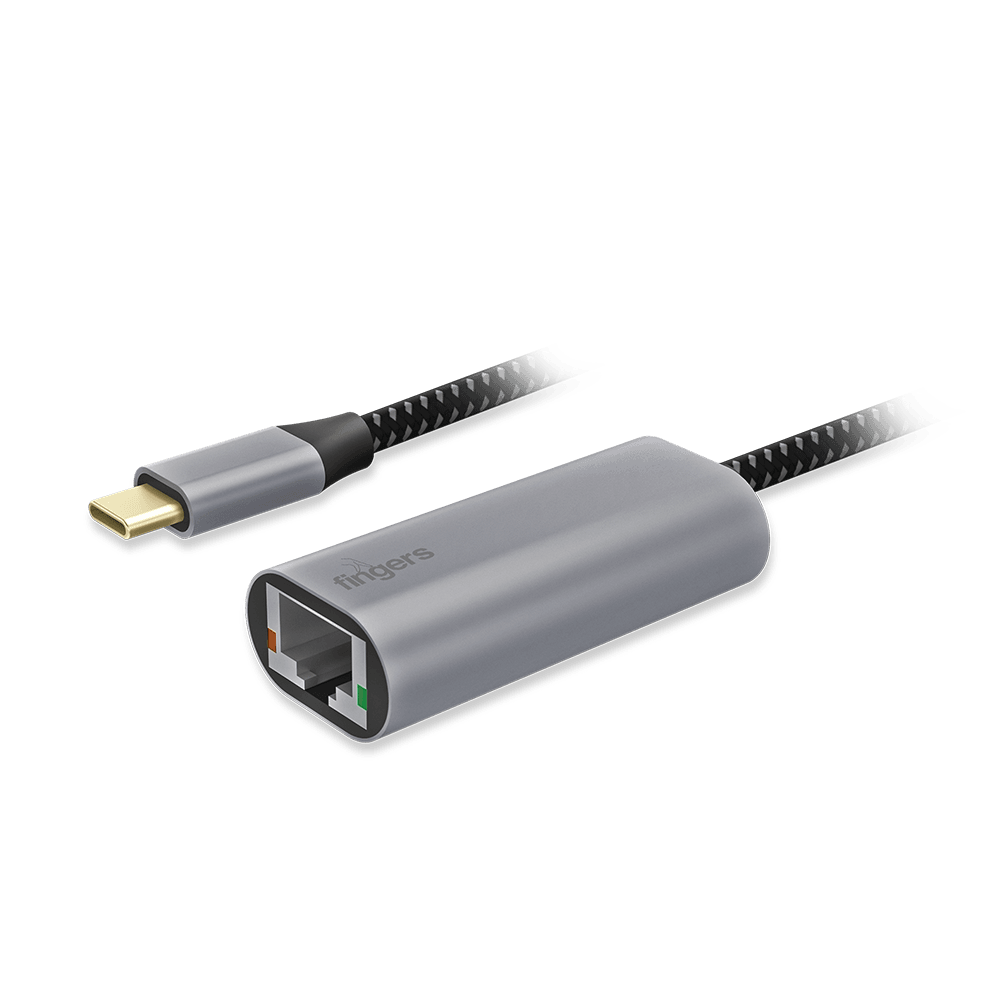 FINGERS GigaSpeed Type-C to Giga LAN Ethernet Adapter Front View