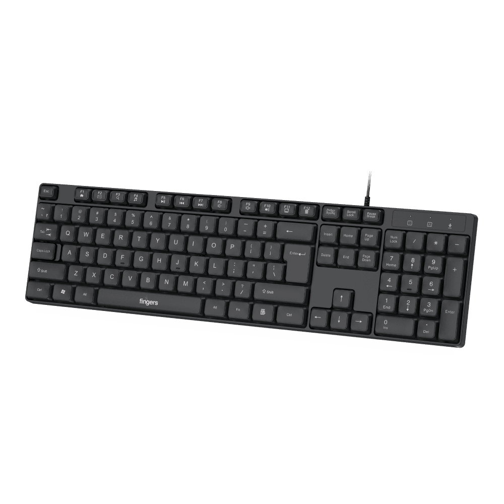 FINGERS WonderClicks K9 wired keyboard features a built-in stand for enhanced typing comfort