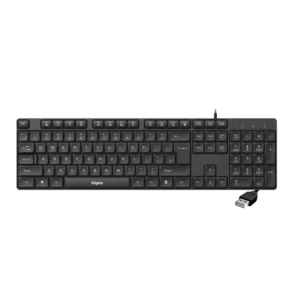 FINGERS WonderClicks K9 wired keyboard features a built-in stand for enhanced typing comfort