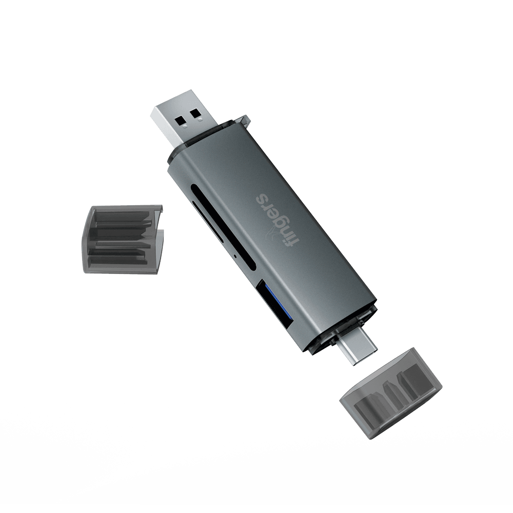 FINGERS FlexiPort Hub-cum-Card Reader in space grey colour