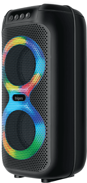 Visible RGB Lights Of FINGERS Swag5 Portable Speaker With Control Visible At The Top
